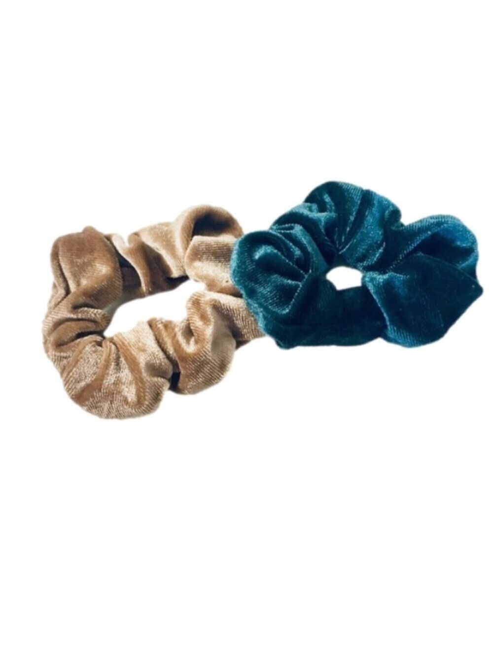 Green and Mocha Brown Velvet Scrunchie Bundle NEW